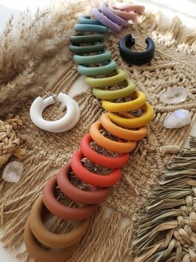 NWT Chunky Hoop Earrings - Medium Size - Various Colors - Handmade